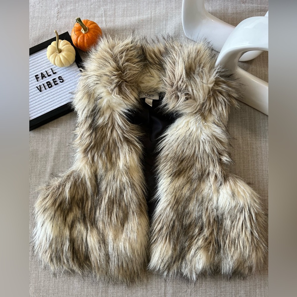 Anne Taylor Loft Faux Fur Vest Size M